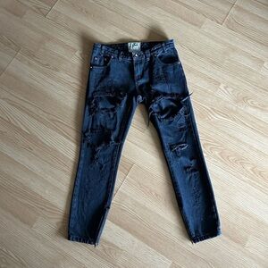 One x OneTeaspoon Black Trashed Freebirds Skinny Leg Low Waist Jeans Size 26